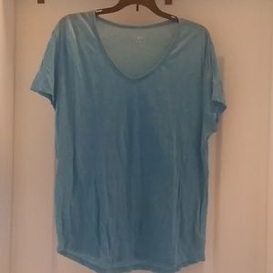 Gap Teal Linen V Neck T Shirt
